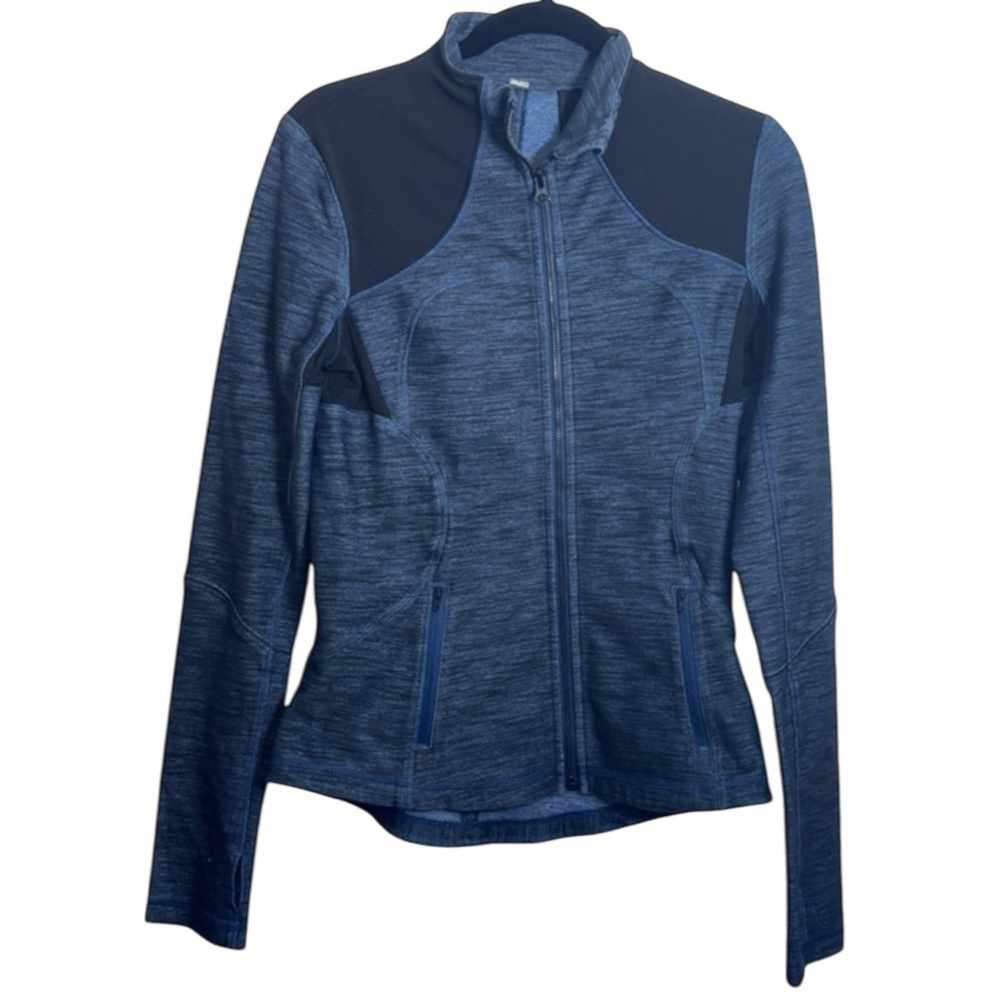 LULULEMON Forme Jacket Zip - Inkwell Slub Denim Blue EUC - Size 6 - Picture 1 of 5